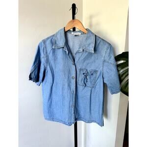 Vintage Denim Short Sleeve Button Up Shirt